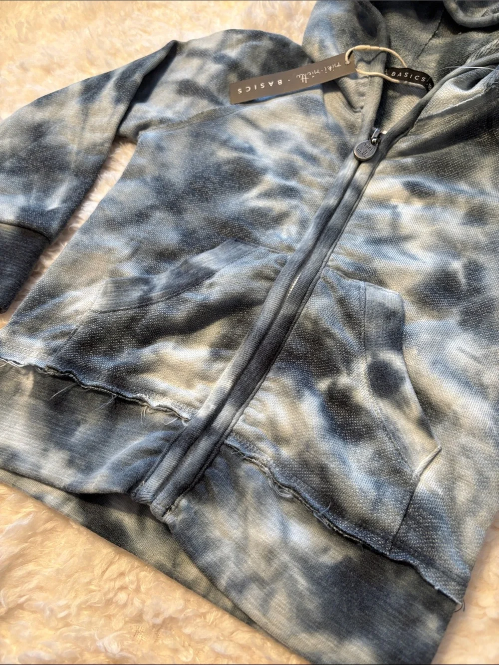 Miki Miette Tie-Dye Indigo & Midnight Hooded Zip Sweatshirt - 18M NWT